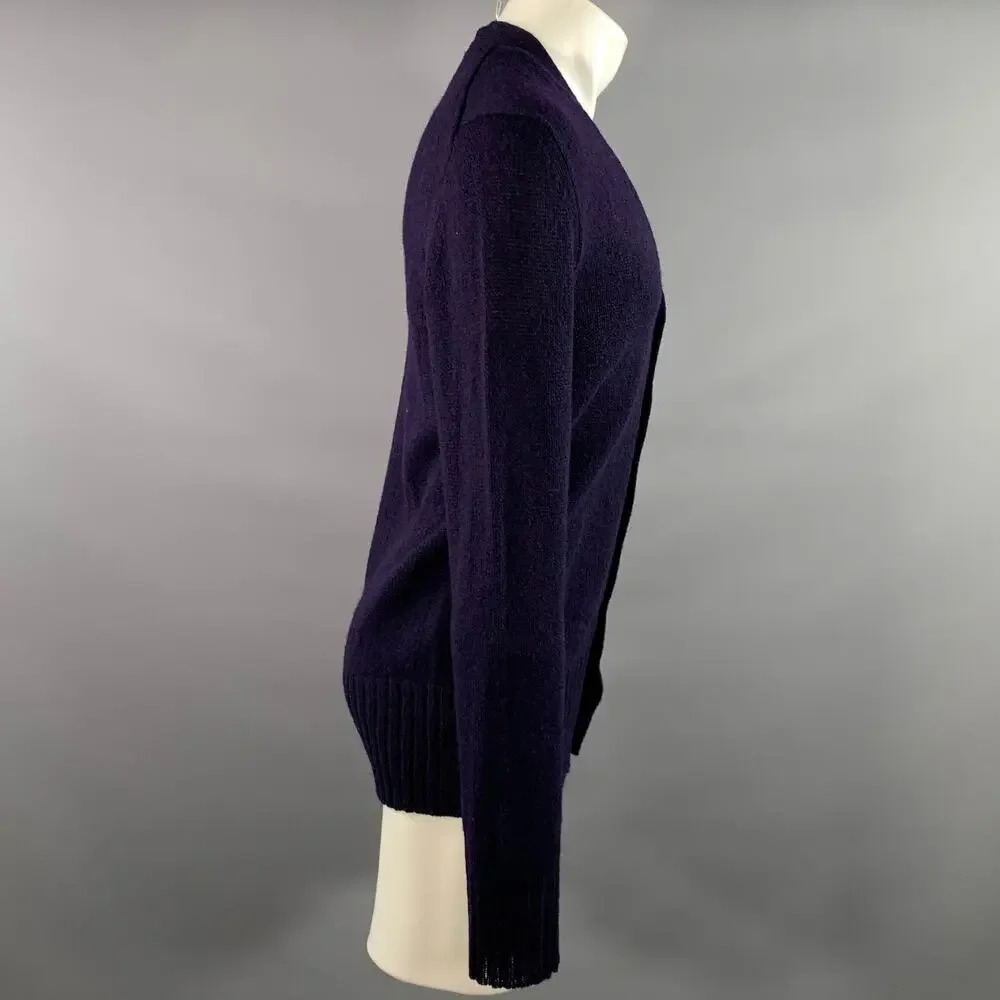 GUCCI Size S Navy Knit Wool Ribbed Cardigan